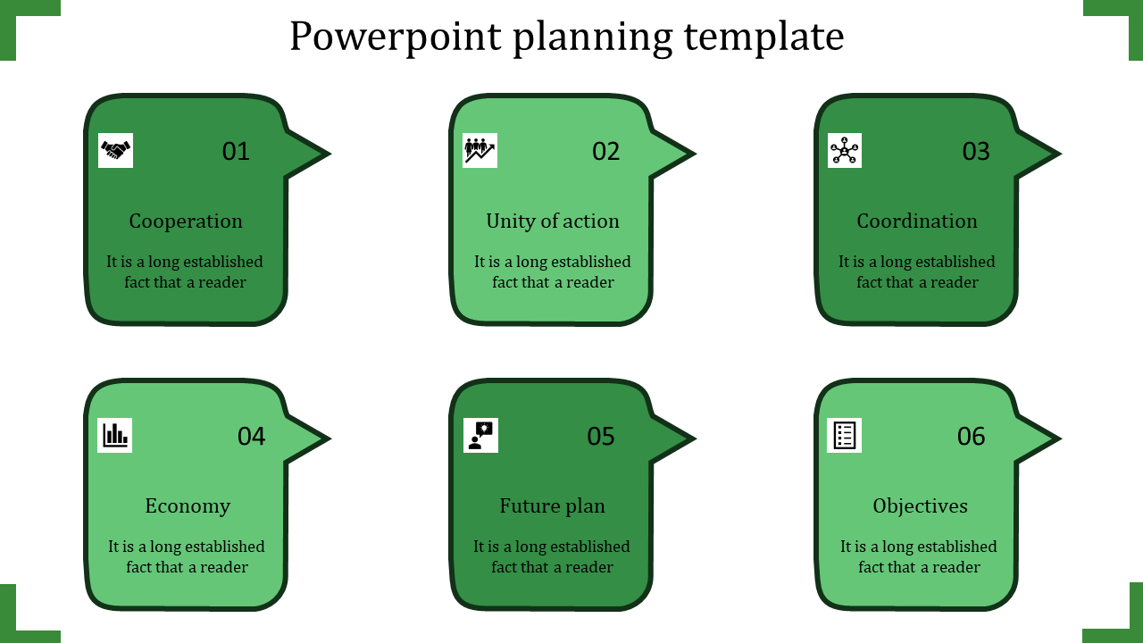 Free - Stunning PowerPoint Planning Template With Six Nodes